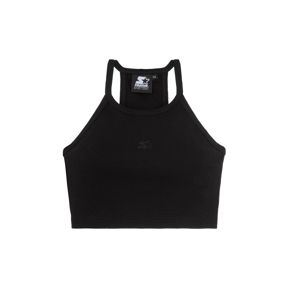 Top cropped in costina nero