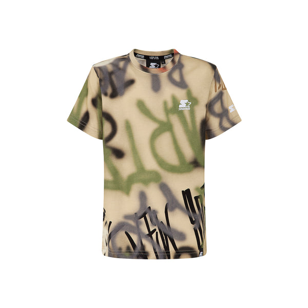 T-shirt beige con grafica graffiti – Stile urbano