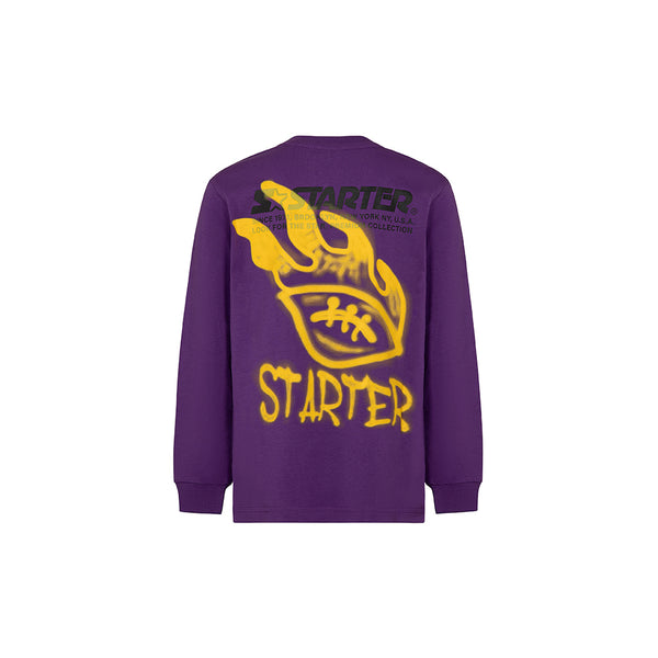 Long Sleeve “USA!” Viola – Stampa Spray Gialla Retro Football