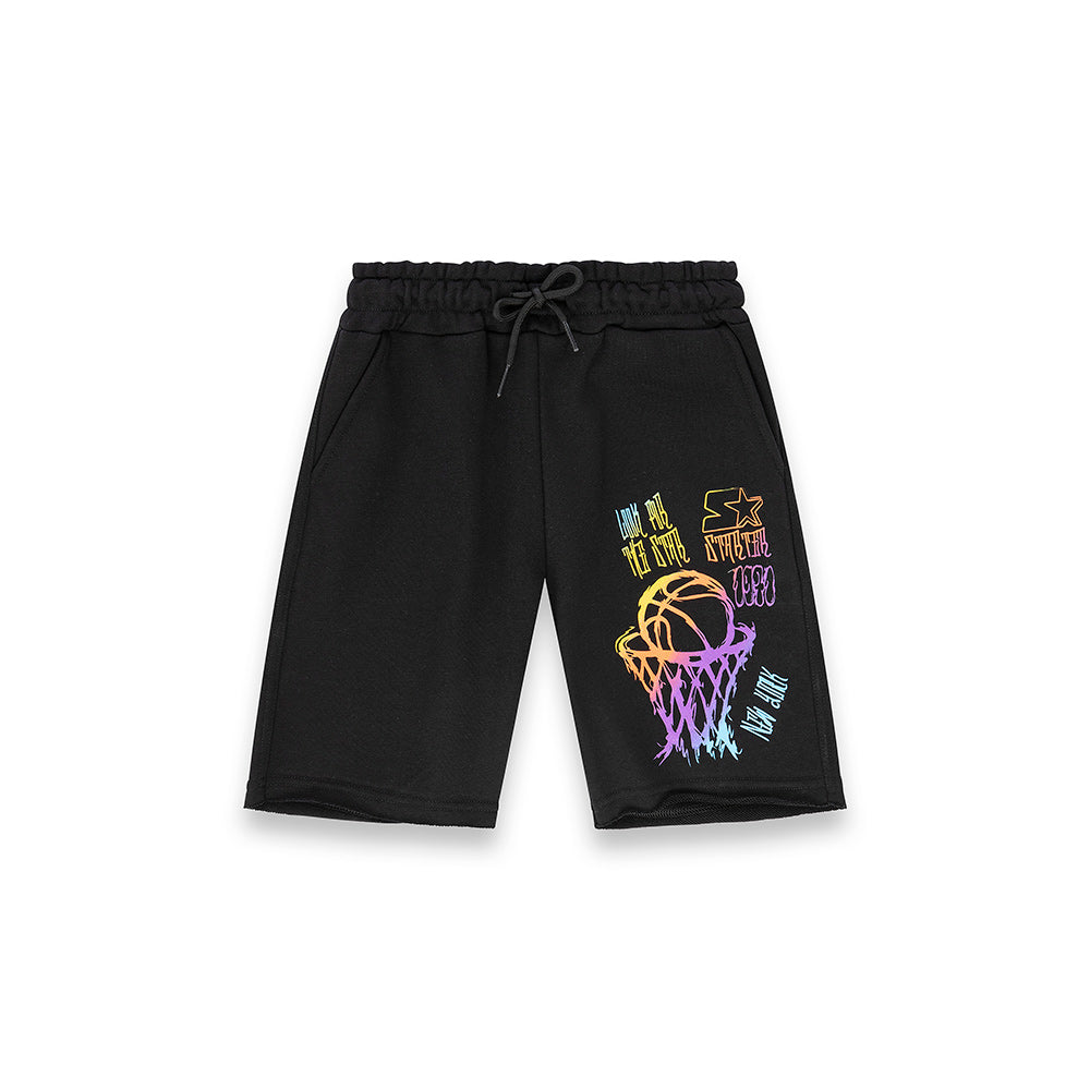 Bermuda da bambino con stampa graffiti NERO