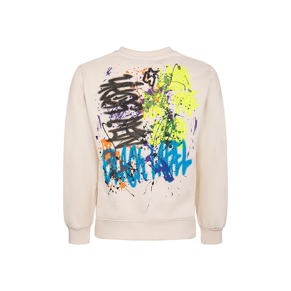 Felpa girocollo graffiti Crema