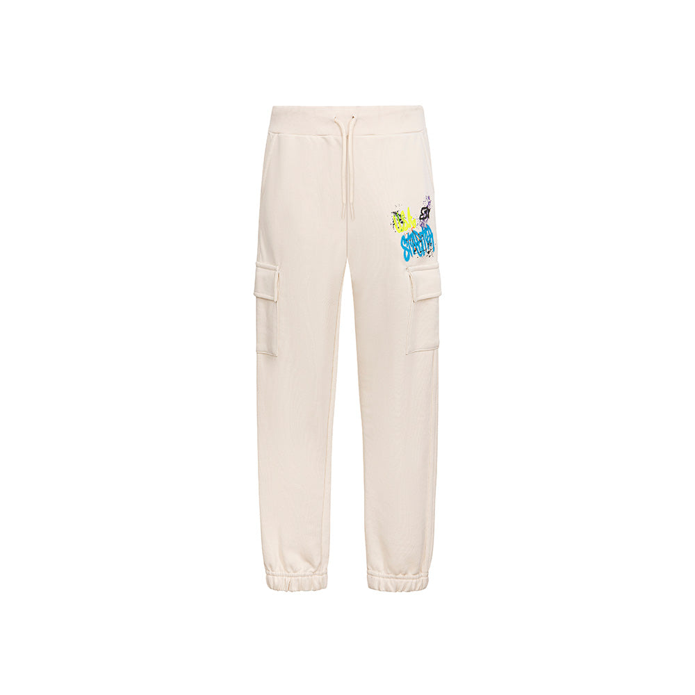 Pantaloni da bambino con tasconi stampa graffiti CREMA