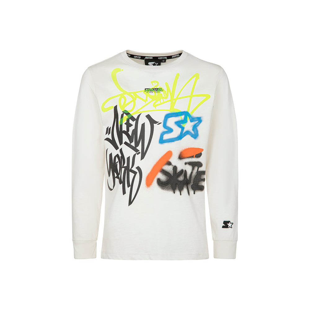 T-shirt a maniche lunghe con stampa PANNA
