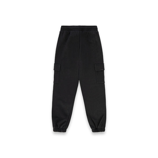Pantaloni da bambino con tasconi stampa graffiti NERO