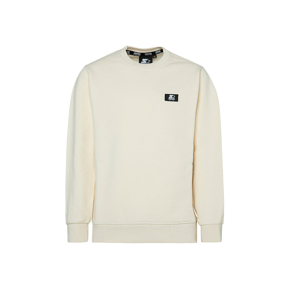 Felpa girocollo Iconic con etichetta CREMA