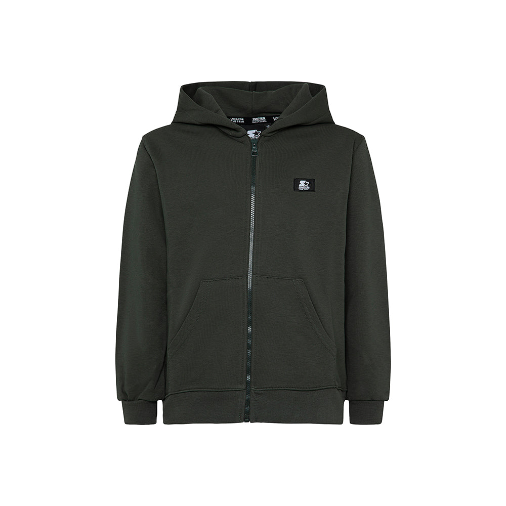 Felpa full zip etichetta VERDE MILITARE