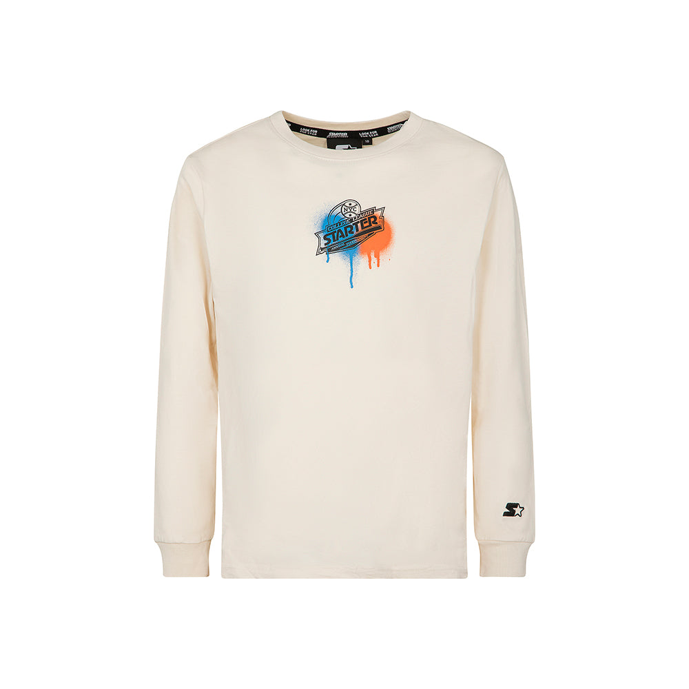 T-shirt a maniche lunghe con stampa sfumata CREMA