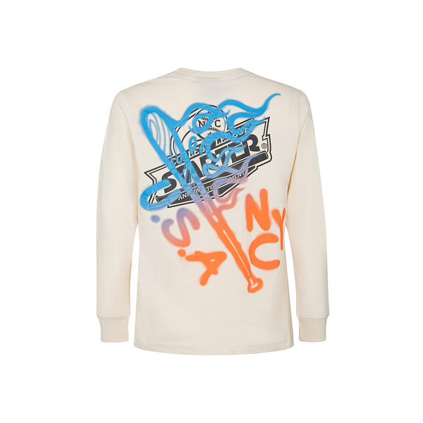 T-shirt a maniche lunghe con stampa sfumata CREMA
