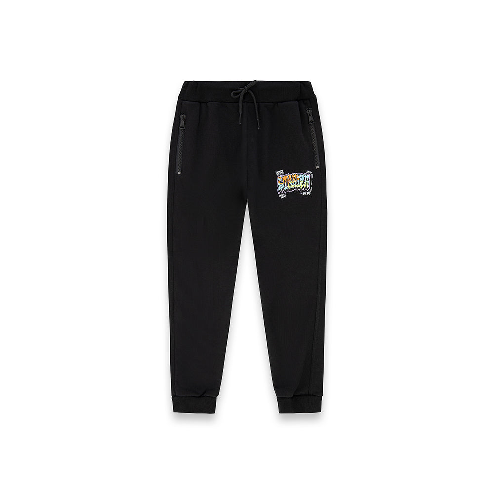 Pantaloni da bambino con zip laterali NERO