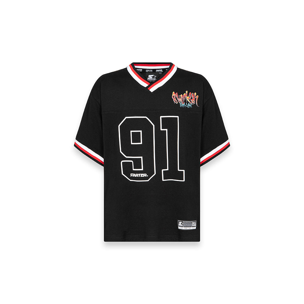 T-shirt varsity graffiti con maxi numero 91 NERO