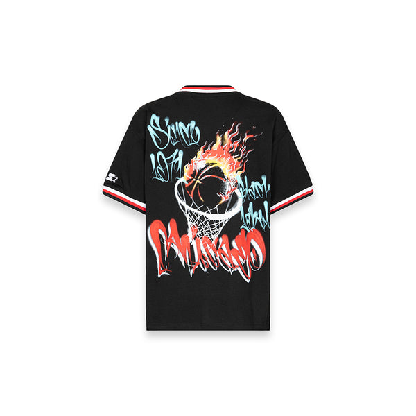 T-shirt varsity graffiti con maxi numero 91 NERO