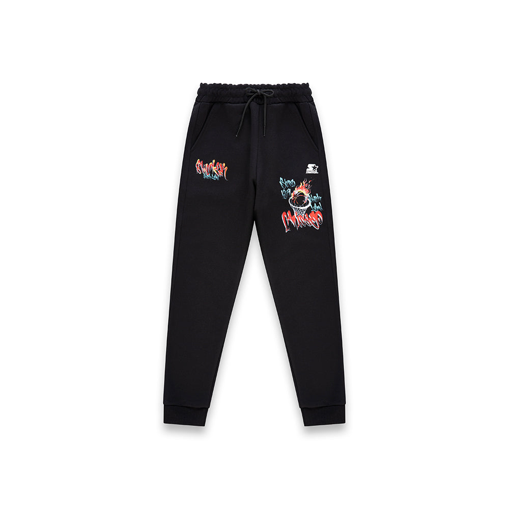 Jogger bambino street style con stampa graffiti bold NERO