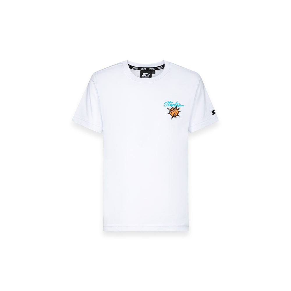 T-Shirt da bambino con Logo Front e Stampa sul Retro BIANCO