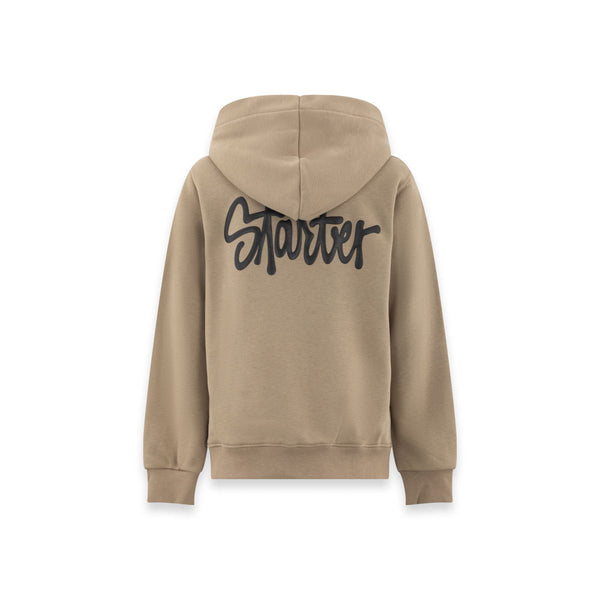 Felpa con Cappuccio Full Zip Back Script con Maxi Logo VISONE