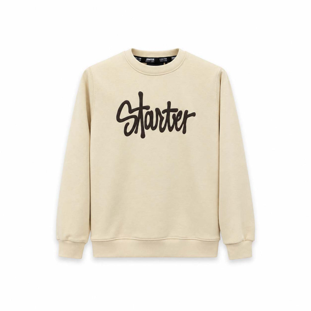Felpa girocollo Back Script con Maxi Logo CREMA