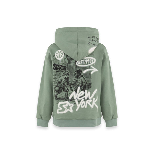 Felpa con cappuccio NYC Playground VERDE POLVERE
