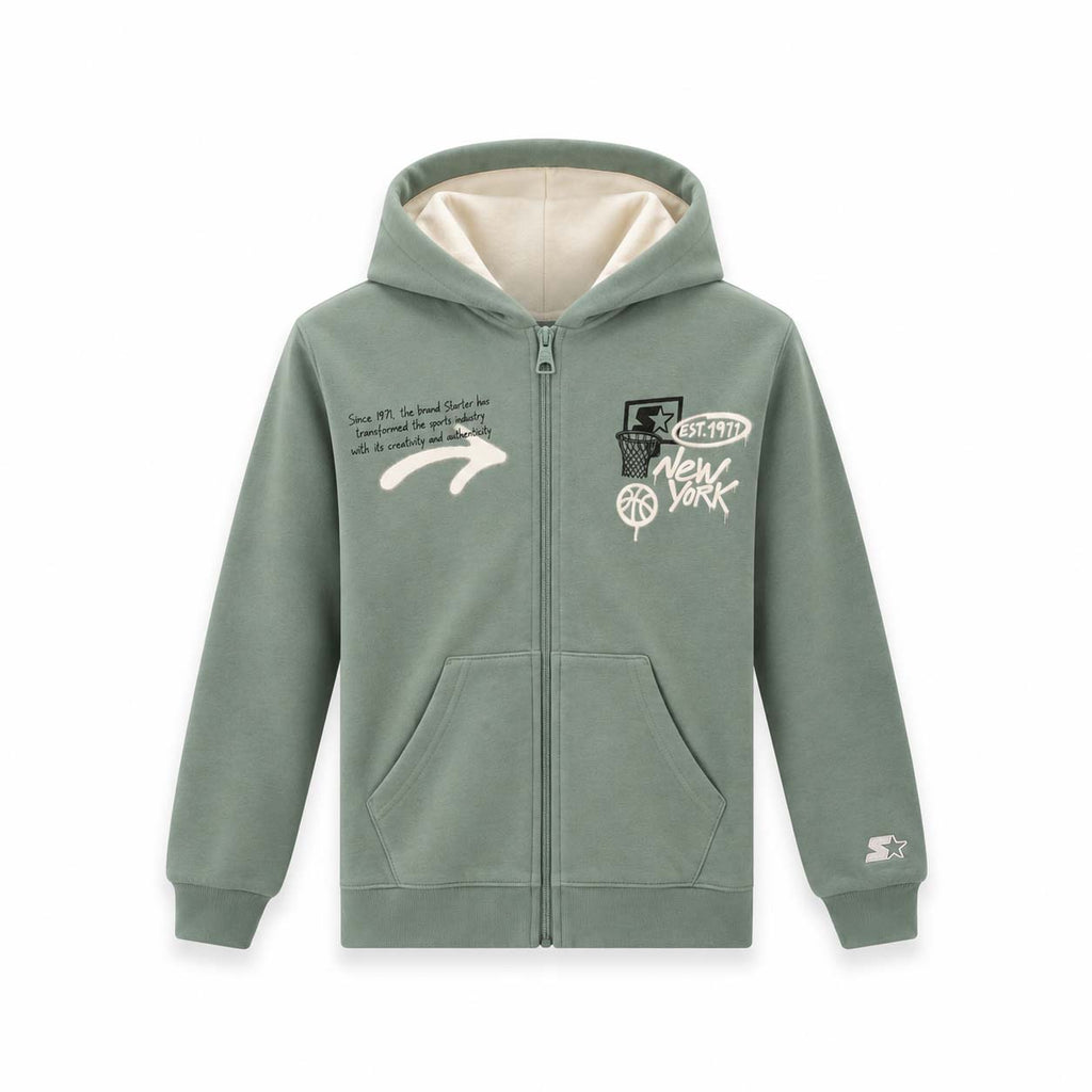 Felpa Zip NYC Playground VERDE POLVERE