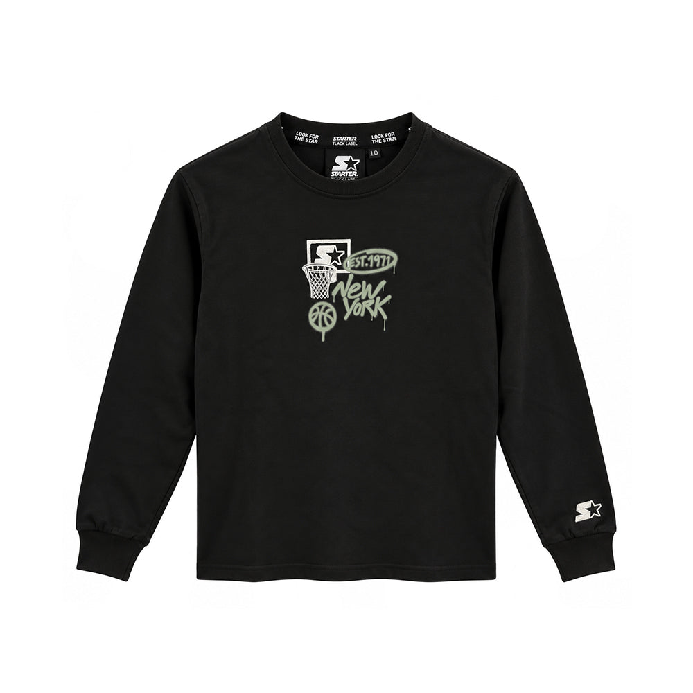 Maglia a Manica Lunga da Bambino con Grafica Street Basketball NERO