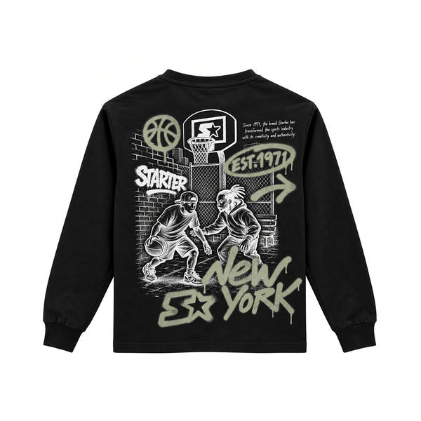 Maglia a Manica Lunga da Bambino con Grafica Street Basketball NERO