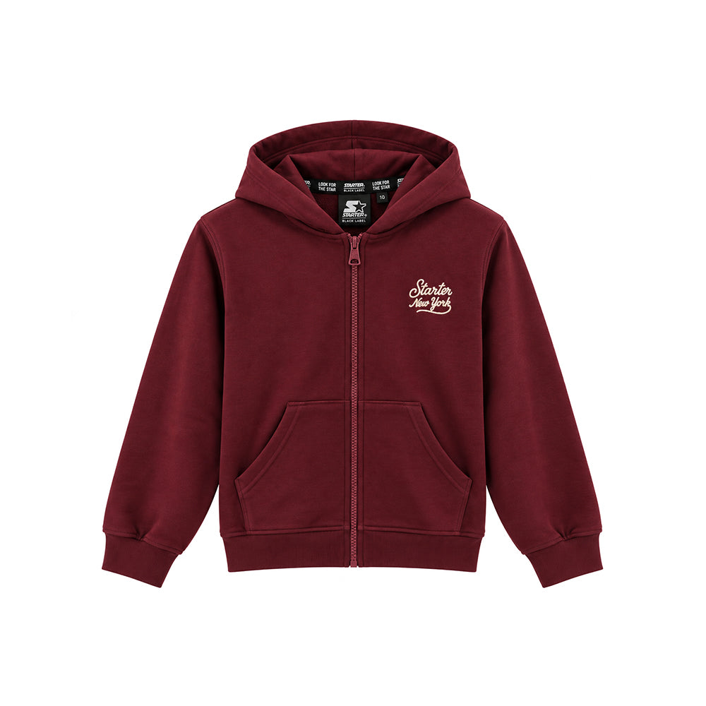 Felpa con zip da Bambino con Ricamo New York BORDEAUX