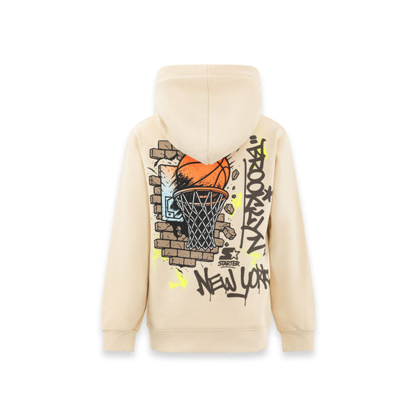 Felpa Con Cappuccio Brooklyn Hoops Street Art CREMA