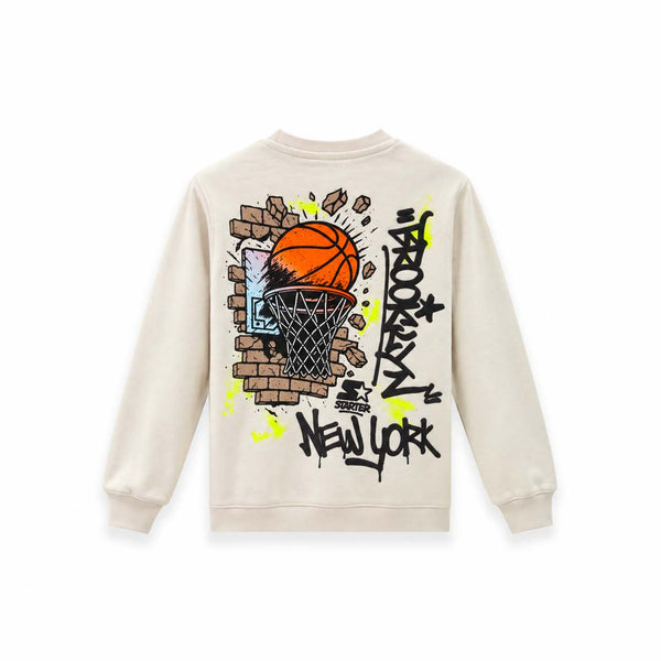 Felpa girocollo Brooklyn Hoops Street Art CREMA