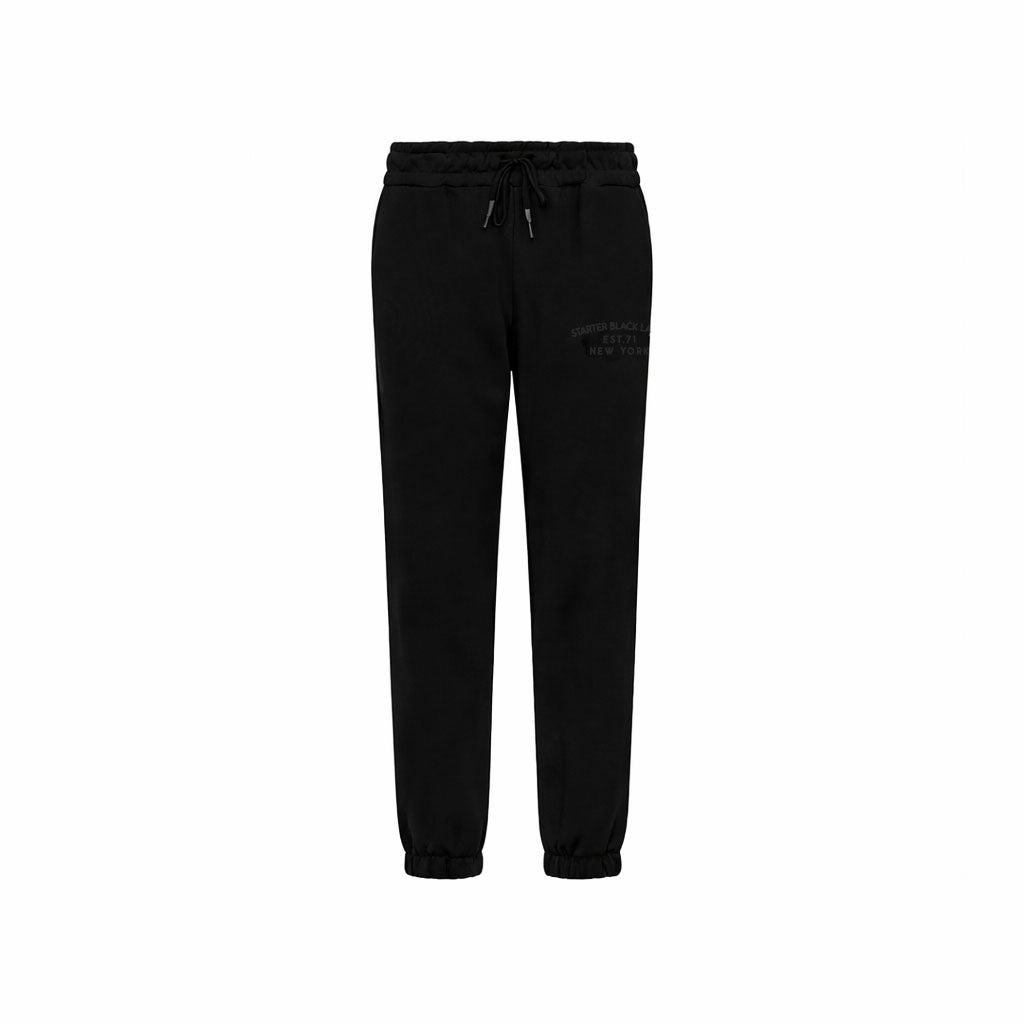 Pantalone Donna Invernale in Felpa Garzata con Ricamo Tono su Tono NERO