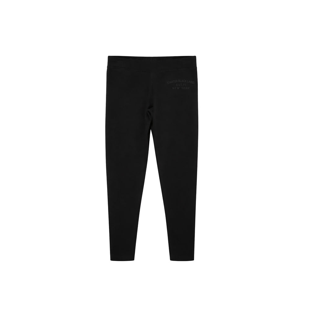 Leggings Donna Minimal con Ricamo Tono su Tono NERO