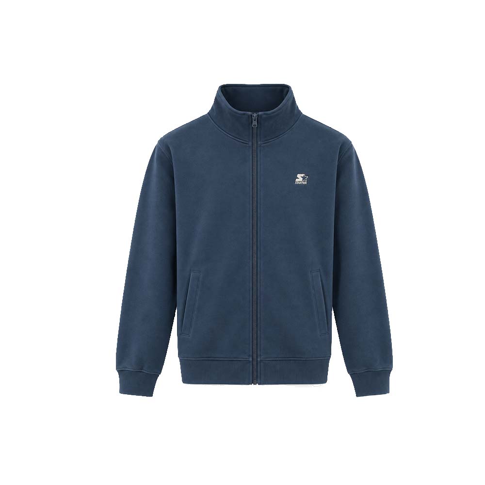 Felpa con collo alto e cerniera frontale BLU NAVY