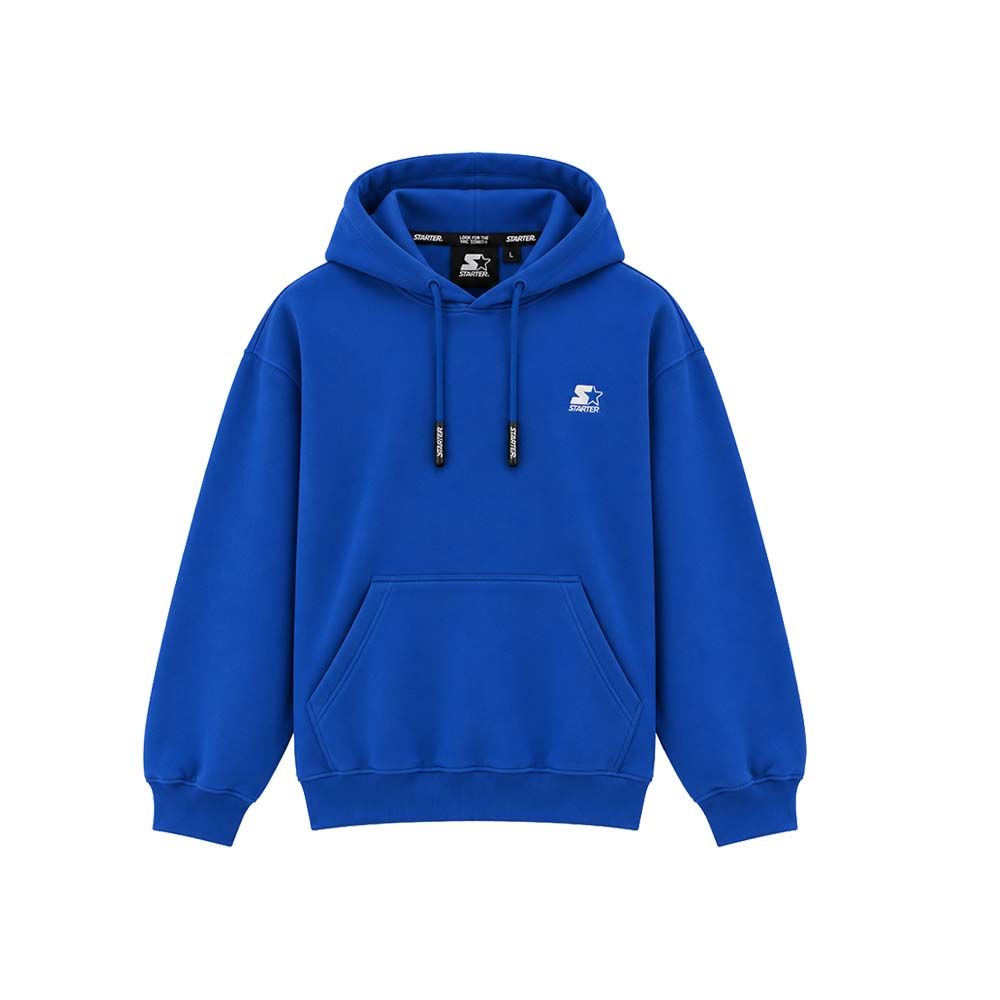 Felpa con cappuccio ricamata BLU COBALTO-BIANCO