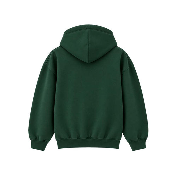 Felpa con cappuccio ricamata VERDE BOSCO-BIANCO