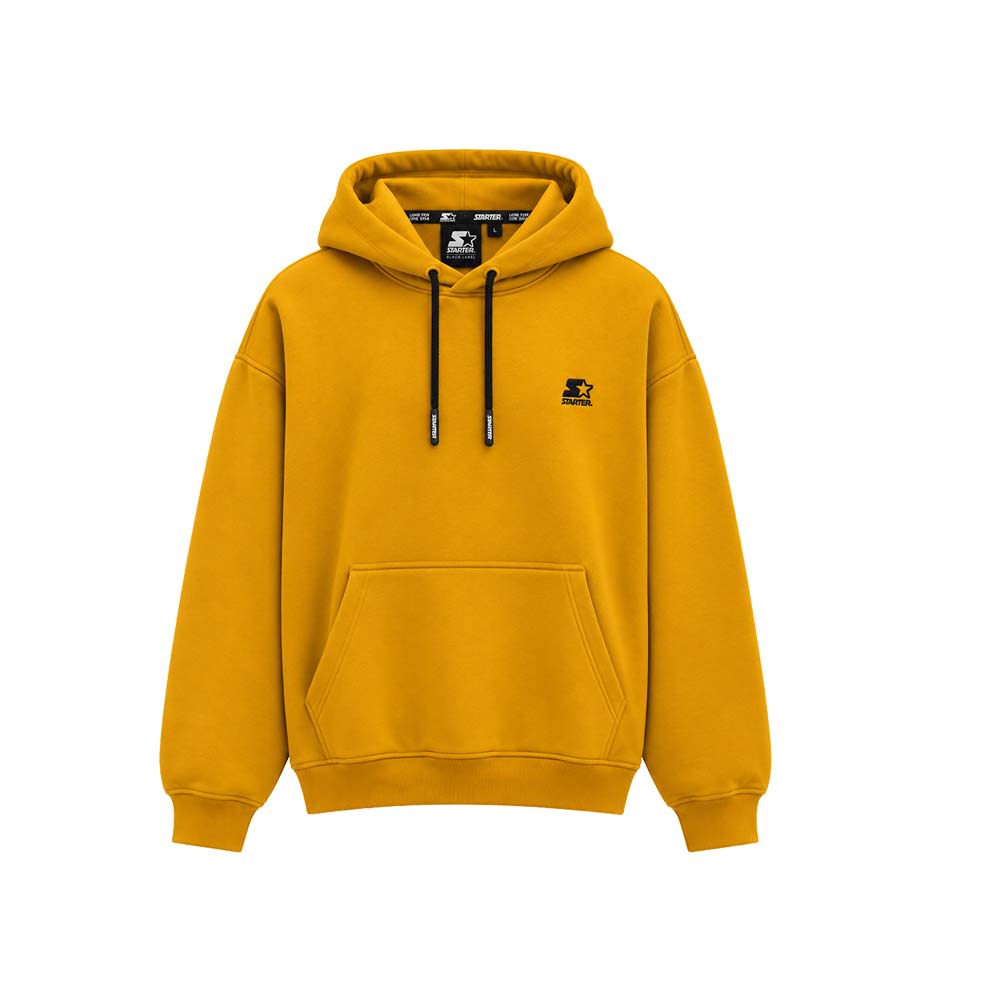 Felpa con cappuccio ricamata GIALLO OCRA-NERO