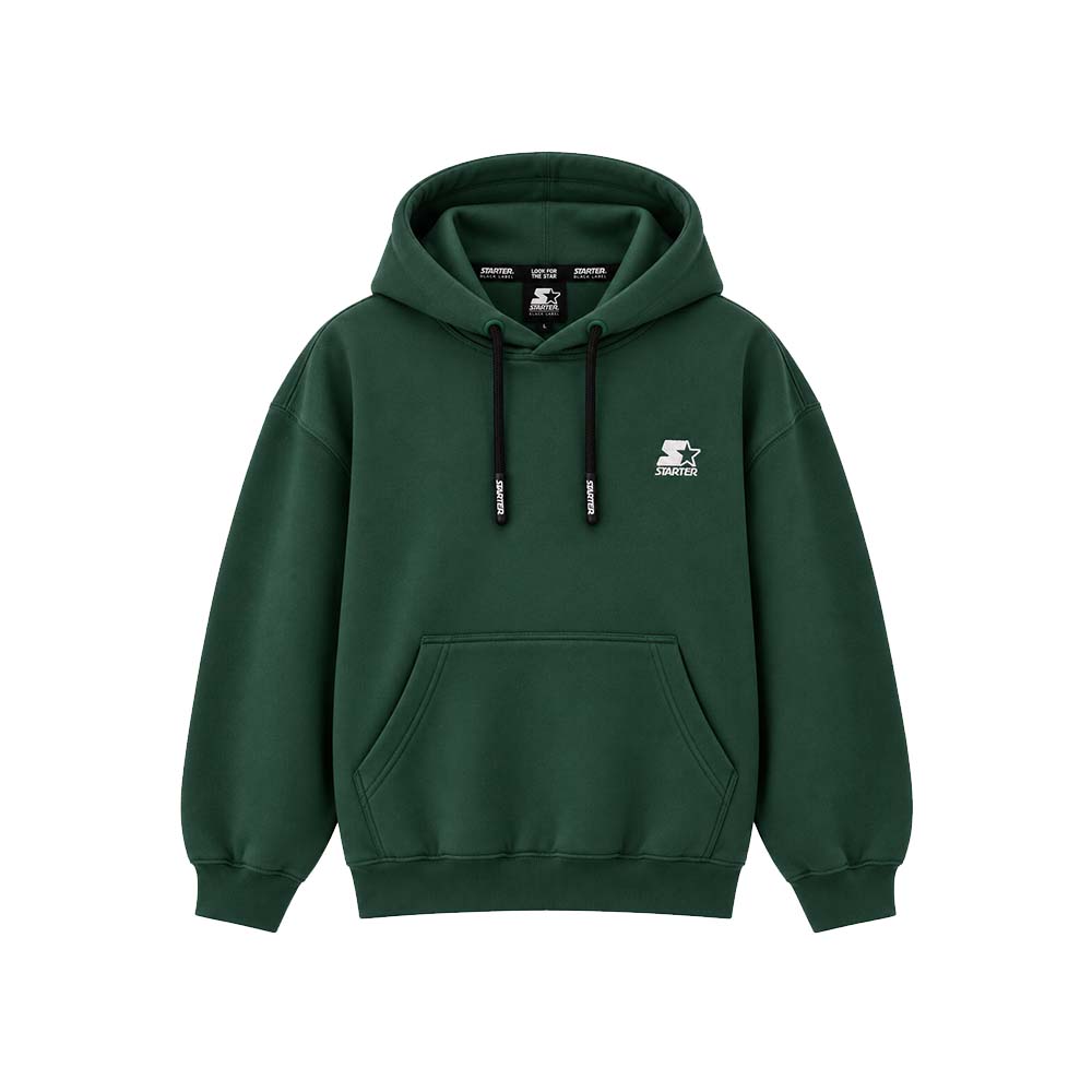 Felpa con cappuccio ricamata VERDE BOSCO-BIANCO