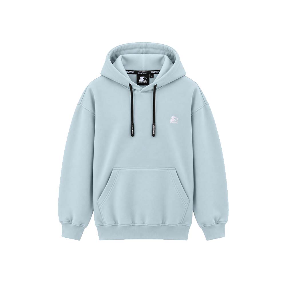 Felpa con cappuccio ricamata CELESTE-BIANCO