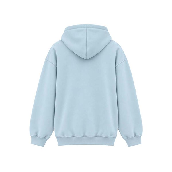 Felpa con cappuccio ricamata CELESTE-BIANCO