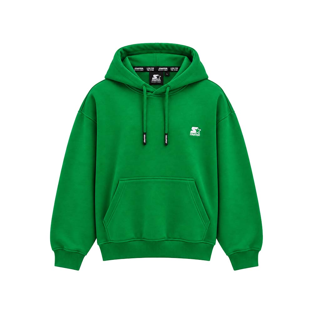 Felpa con cappuccio ricamata VERDE BANDIERA- BIANCO