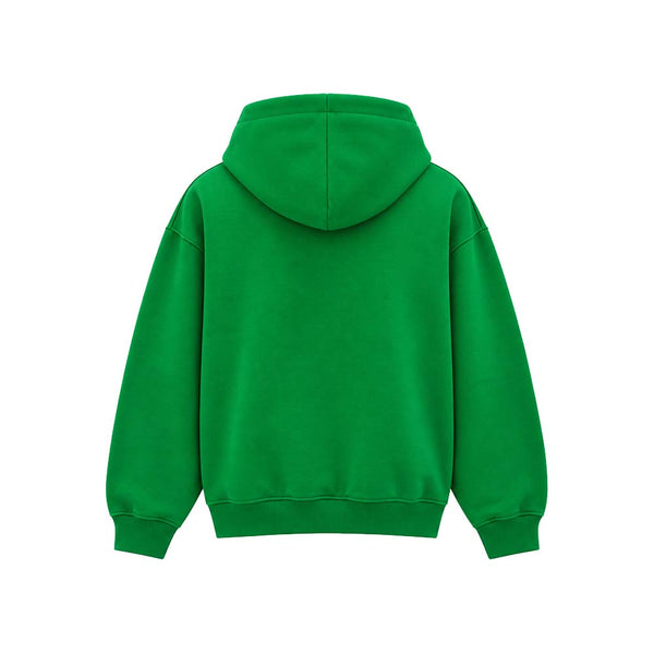 Felpa con cappuccio ricamata VERDE BANDIERA- BIANCO
