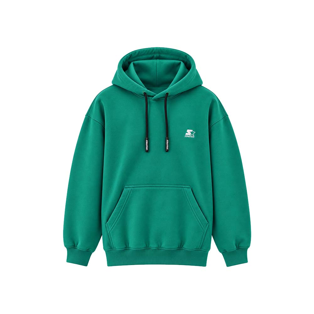 Felpa con cappuccio ricamata VERDE SMERALDO-BIANCO