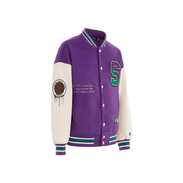 Varsity jacket in panno iconic viola/crema