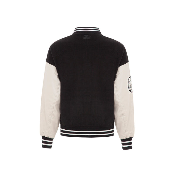 Varsity jacket in panno nero/maniche in pelle