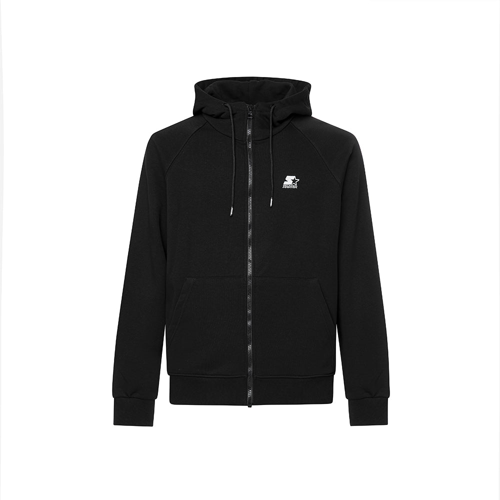 Felpa hoodie da uomo basic ricamata NERO