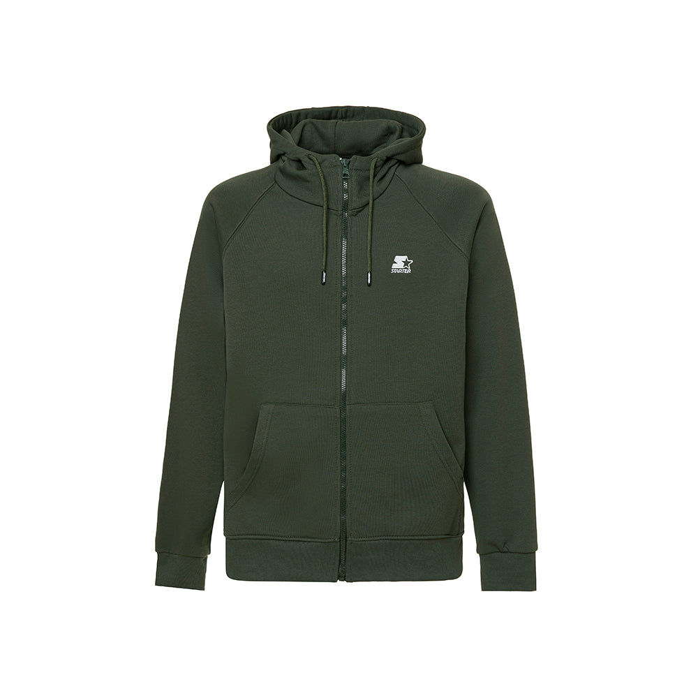 Felpa hoodie da uomo basic ricamata VERDE MILITARE