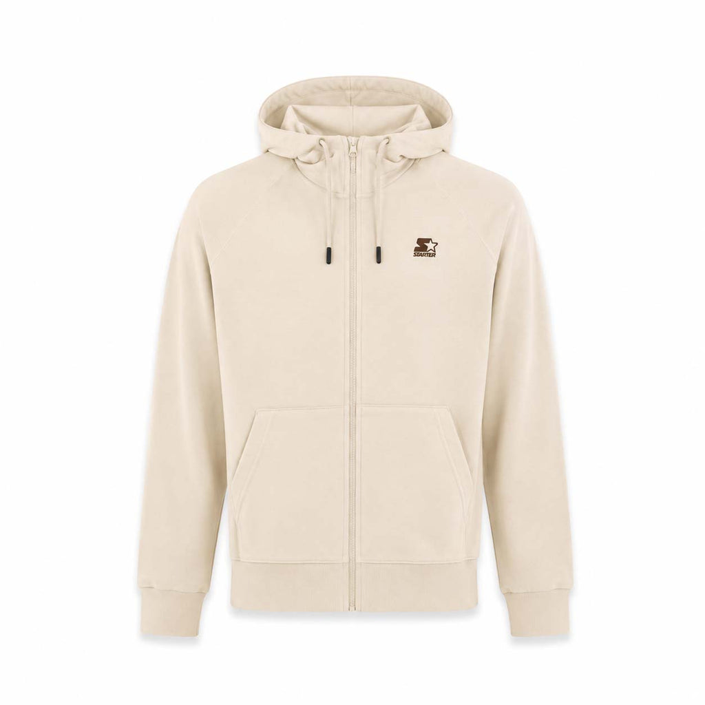 Felpa hoodie da uomo basic ricamata CREMA/TERRA