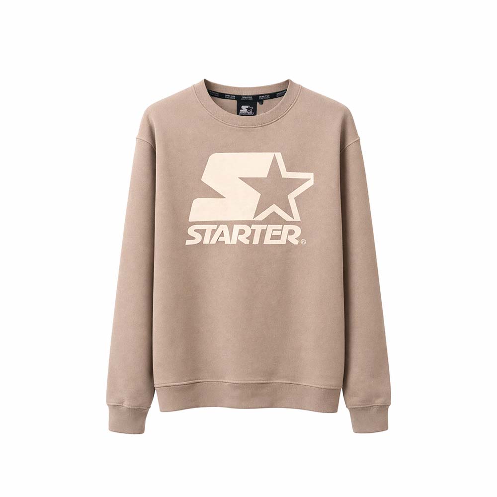Felpa Girocollo Basic con Stampa Logo Iconica TAUPE