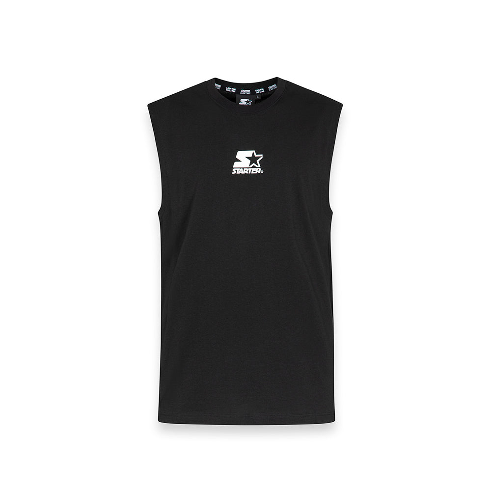Smanicato in jersey minimal con stampa iconica NERO