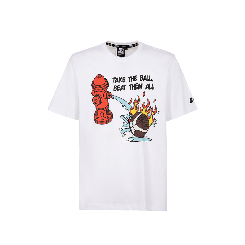 T-shirt fire and water BIANCO