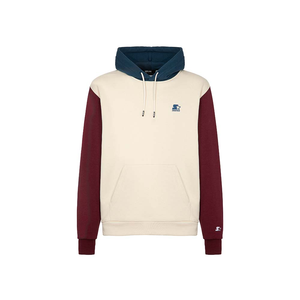 Felpa con cappuccio Color Block CREMA