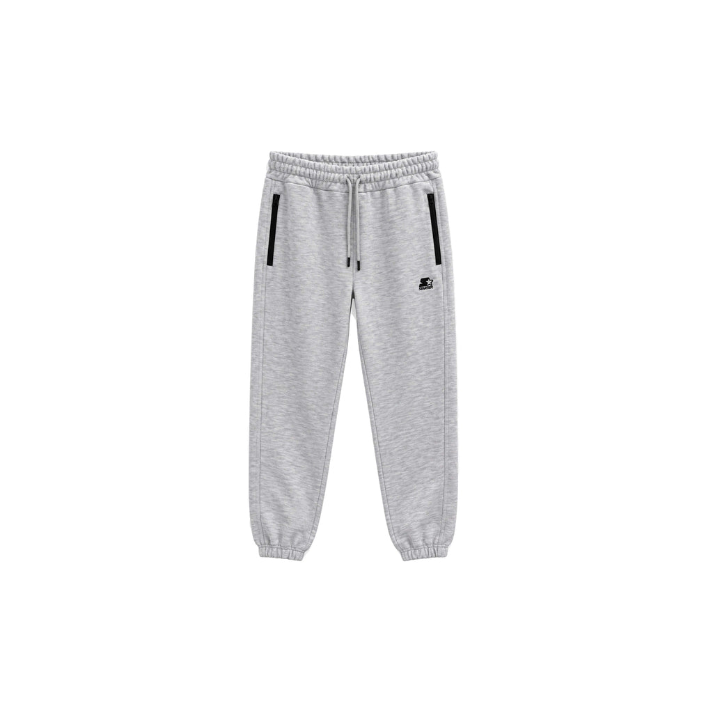 Pantalone Jogger Uomo in Felpa Diagonal Invernale con Zip Rovesciate a Contrasto GRIGIO MELANGE