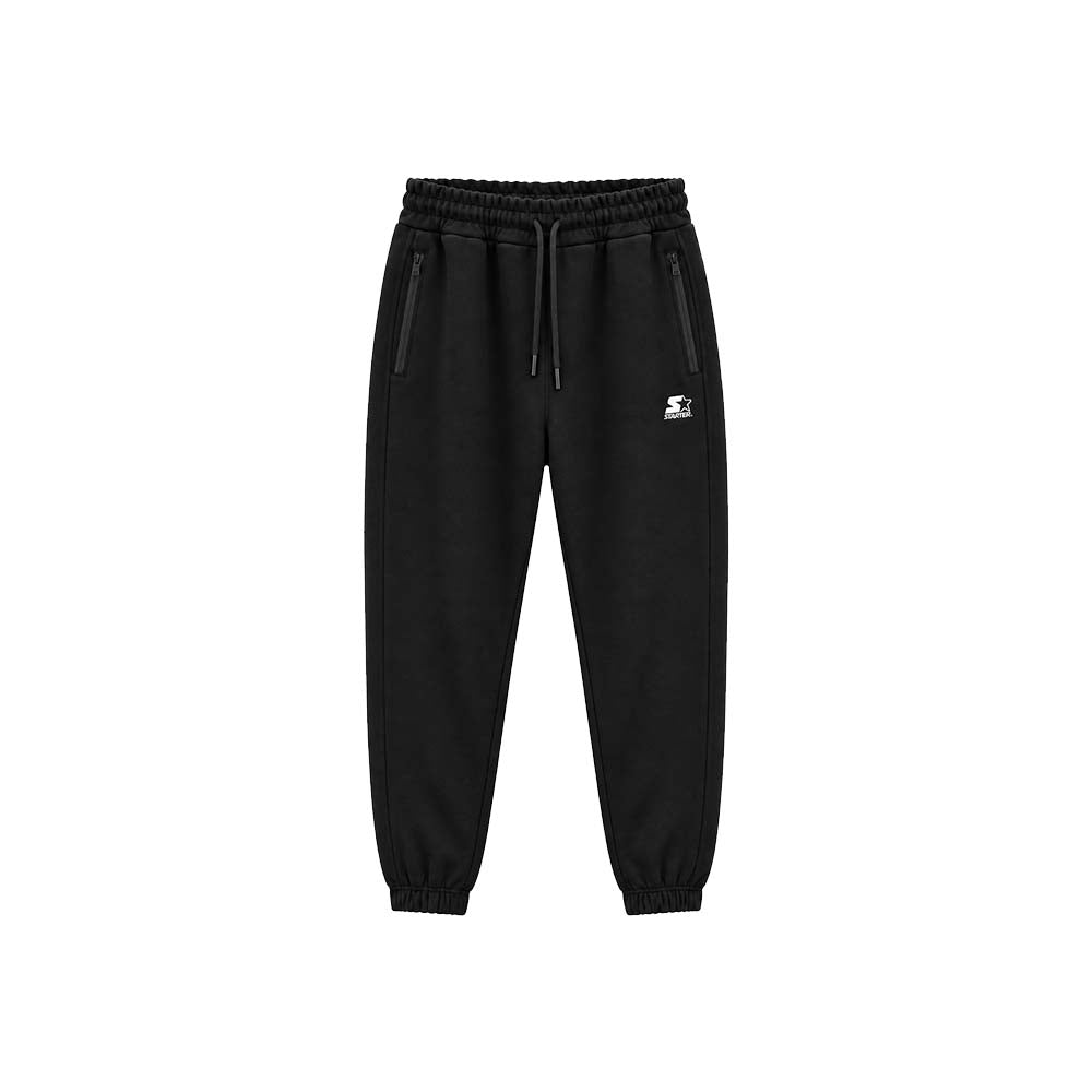 Pantalone Jogger Uomo in Felpa Diagonal Invernale con Zip Rovesciate NERO