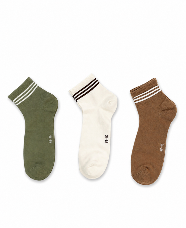 Men’s Crew Socks 3Pack MARRONE-CREMA-VERDE POLVERE